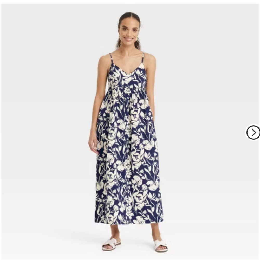 Floral Maxi Dress in Navy and White